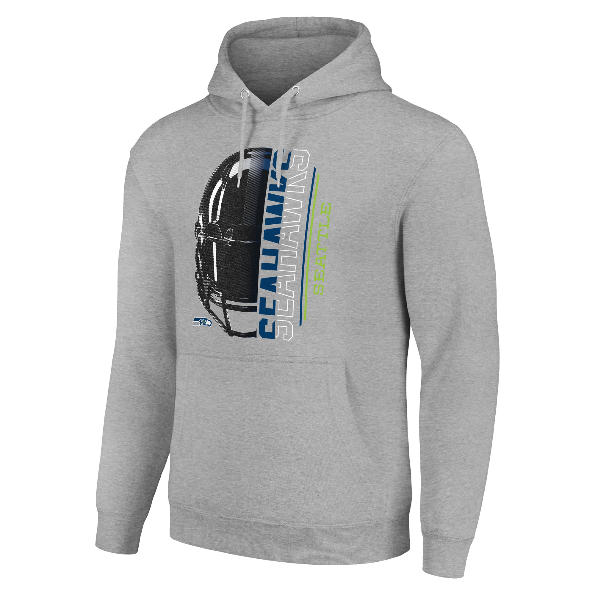 Unisex Starter Heather Gray Seattle Seahawks Half Helmet Logo Pullover Hoodie - Image 6