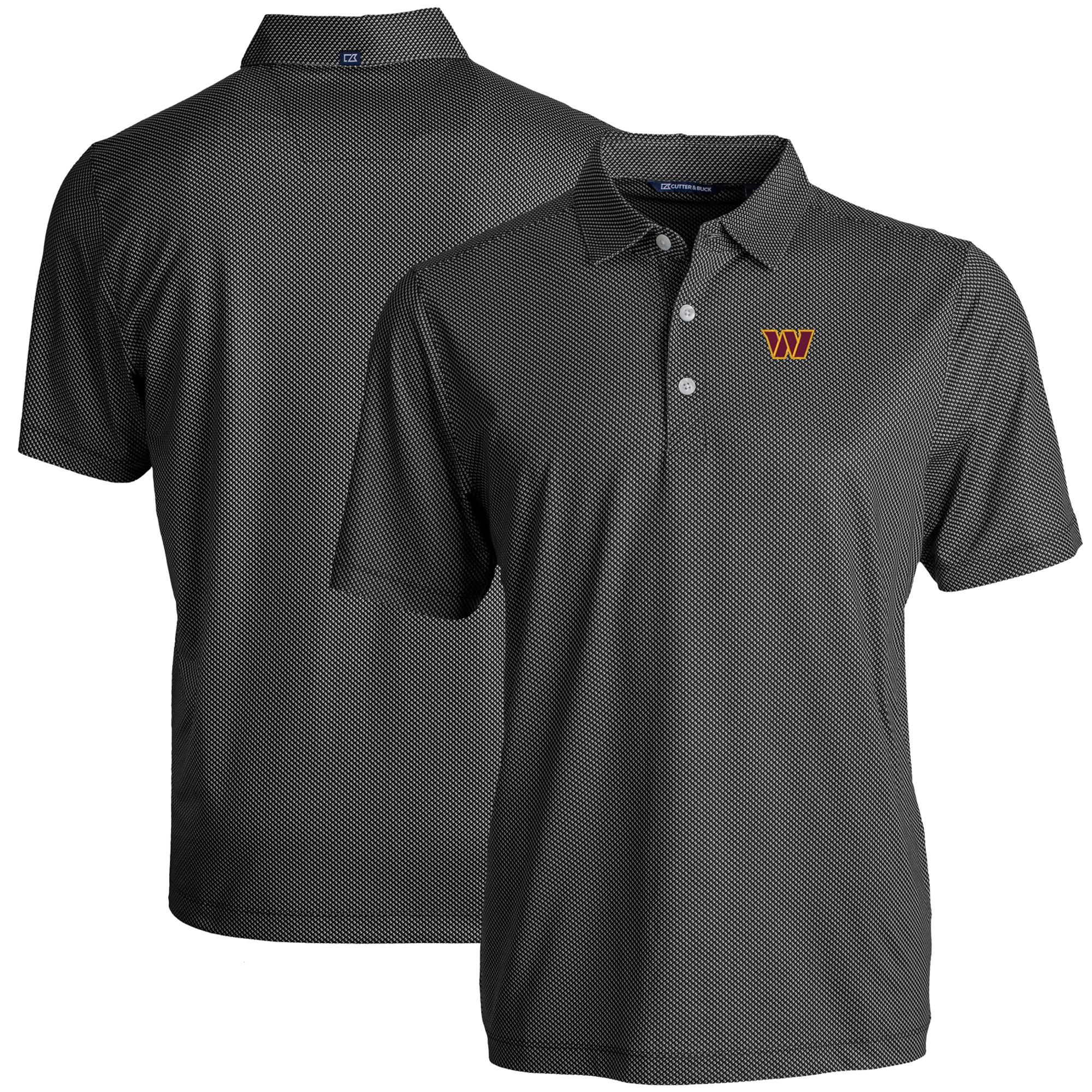 Men's Cutter & Buck Black Washington Commanders Big & Tall Pike Eco Symmetry Print Stretch Recycled Polo