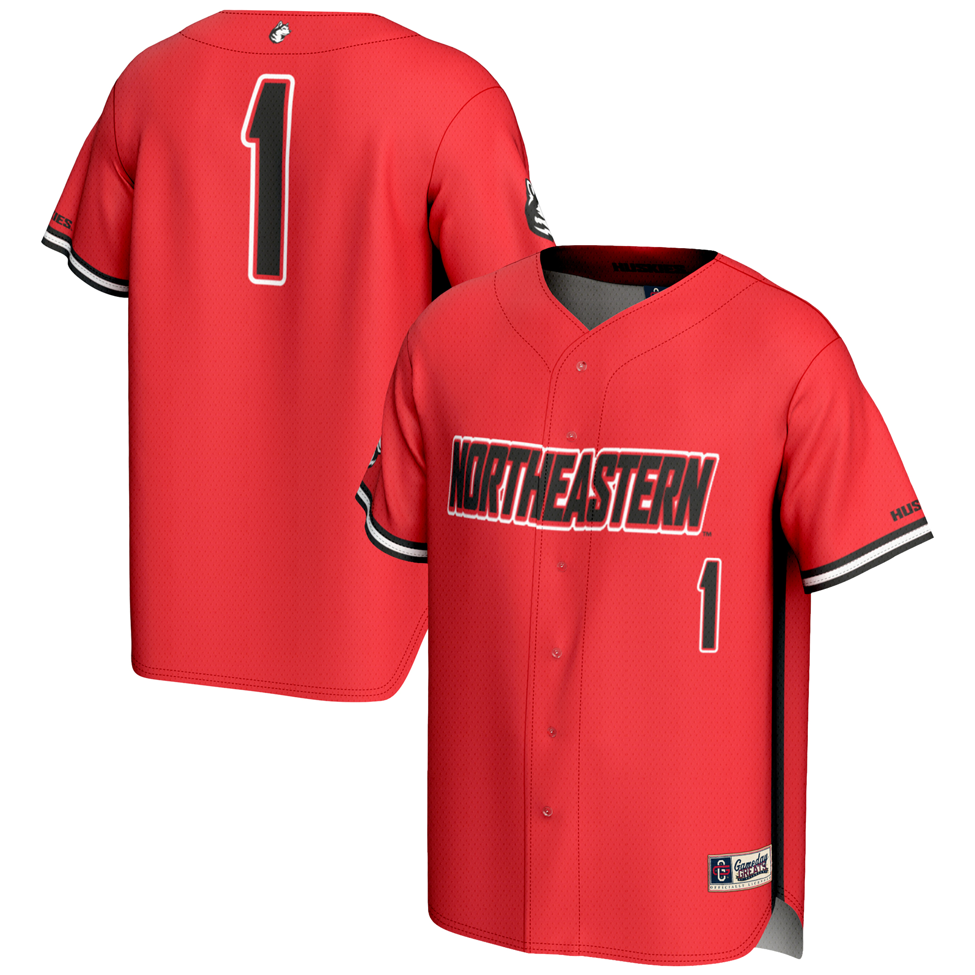 Men's GameDay Greats #1 Red Northeastern Huskies Lightweight Baseball Fashion Jersey