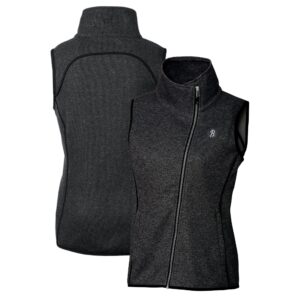 Women's Cutter & Buck Heather Charcoal Baltimore Orioles City Connect Mainsail Sweater-Knit Full-Zip Asymmetrical Vest
