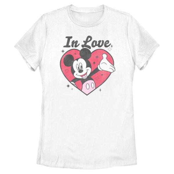 Women's Mad Engine White Mickey Mouse Valentine's Day T-Shirt