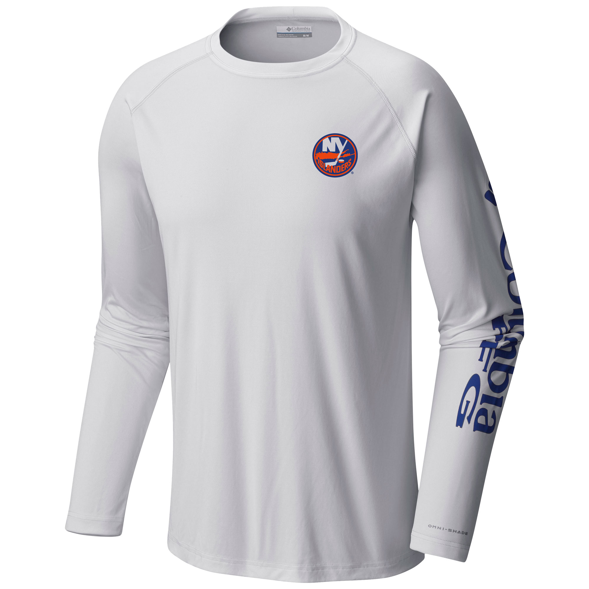 Men's Columbia White New York Islanders Terminal Tackle Omni-Shade Raglan Long Sleeve T-Shirt - Image 6