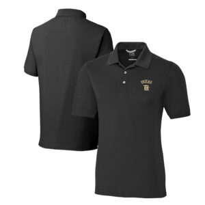 Men's Cutter & Buck Black Texas Rangers City Connect Big & Tall Advantage Tri-Blend Pique Polo