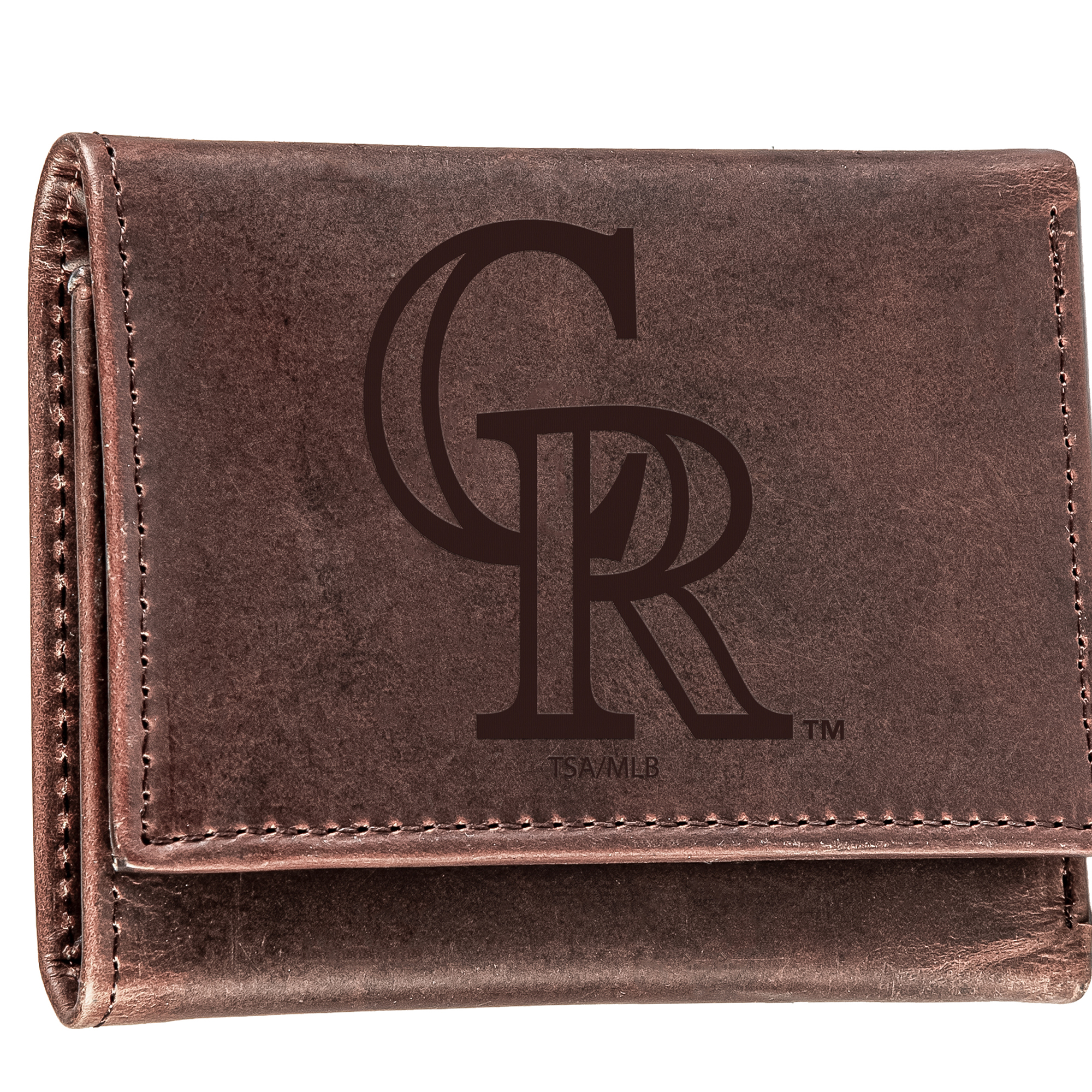 Brown Colorado Rockies Tri-Fold Leather Wallet - Image 3