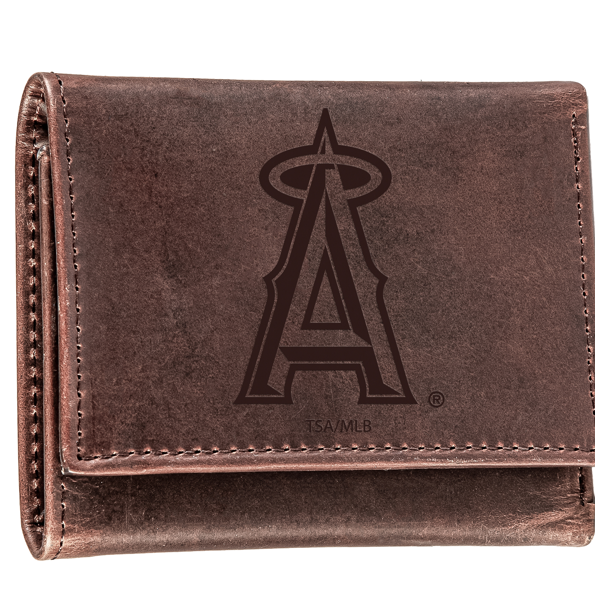 Brown Los Angeles Angels Tri-Fold Leather Wallet