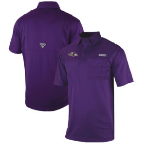 Men's Columbia  Purple Baltimore Ravens Omni-Wick Flycaster Pocket Polo
