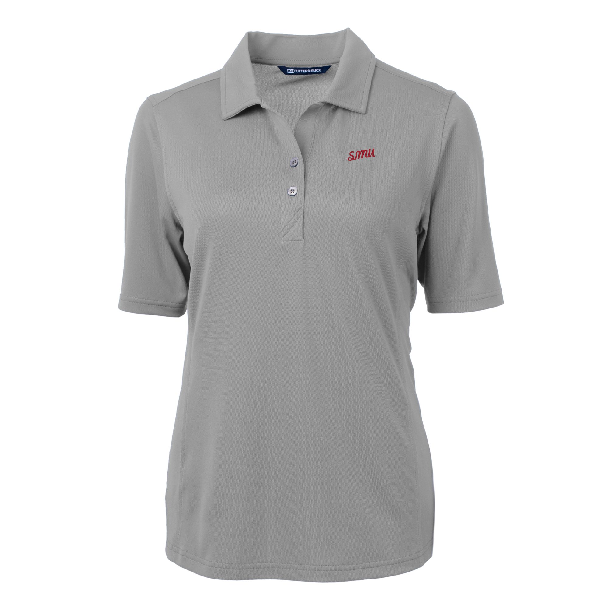 Women's Cutter & Buck Gray SMU Mustangs Vault DryTec Virtue Eco Pique Recycled Polo - Image 3