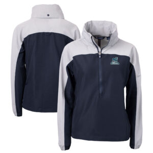 Women's Cutter & Buck  Navy/Gray Citadel Bulldogs Vault Charter Eco Recycled Half-Zip Anorak Jacket