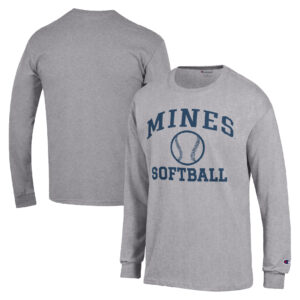 Men's Champion  Gray Colorado School of Mines Orediggers Icon Softball Powerblend Long Sleeve T-Shirt