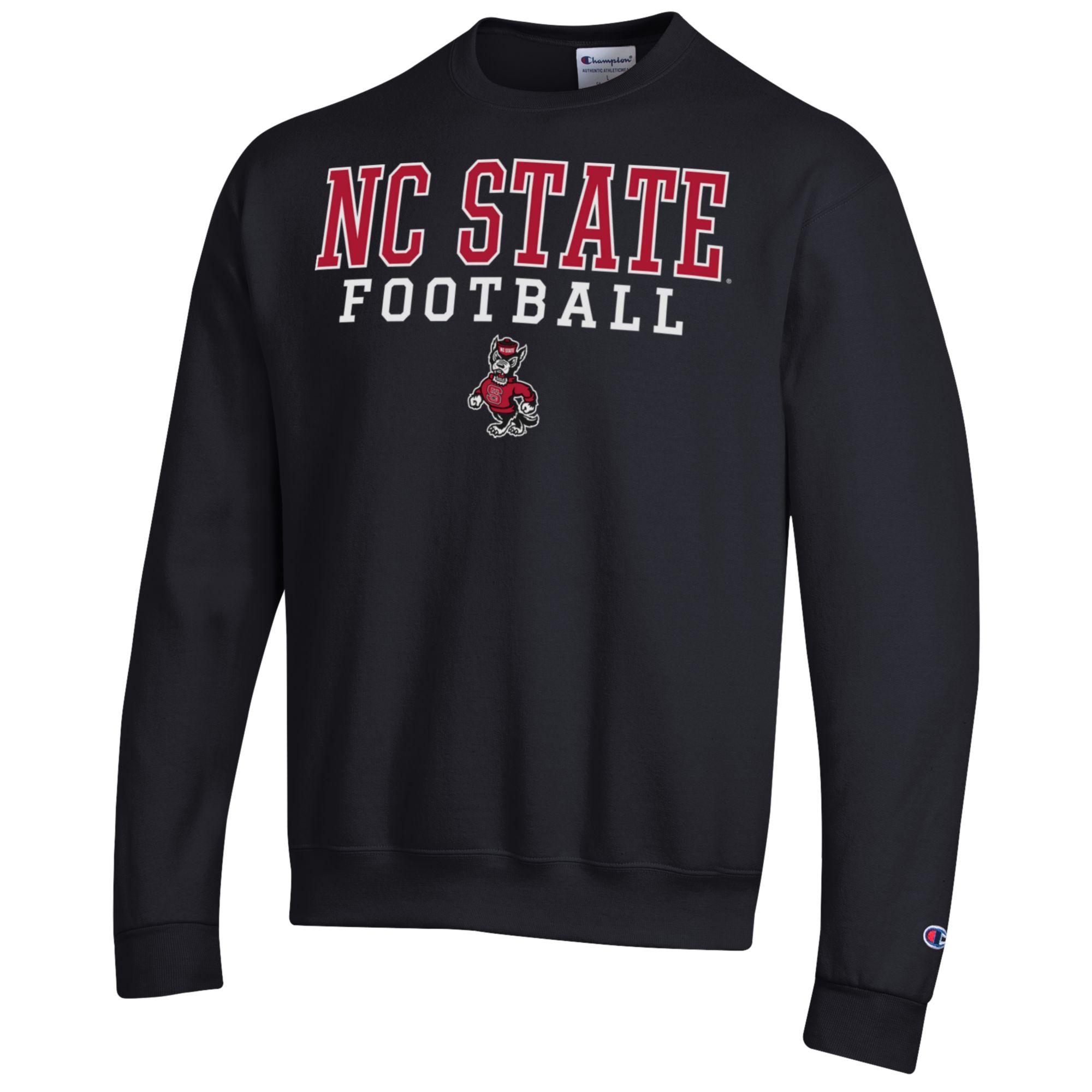 Men's Champion Black NC State Wolfpack Football Stacked Pullover Sweatshirt - Image 6