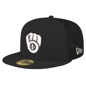 Men's New Era Black Milwaukee Brewers 59FIFTY Trucker Fitted Hat