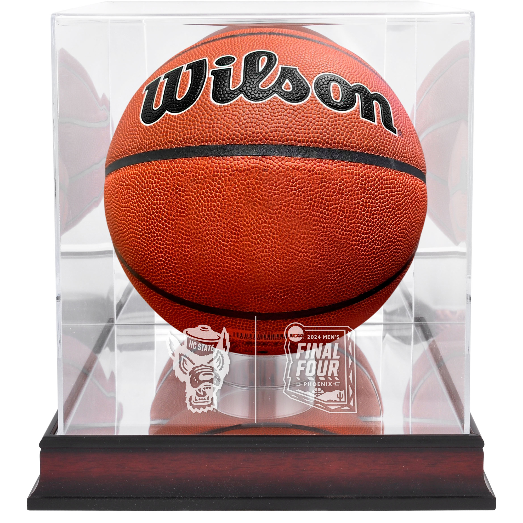 NC State Wolfpack 2024 NCAA Men's Basketball Tournament March Madness Final Four Mahogany Basketball Display Case