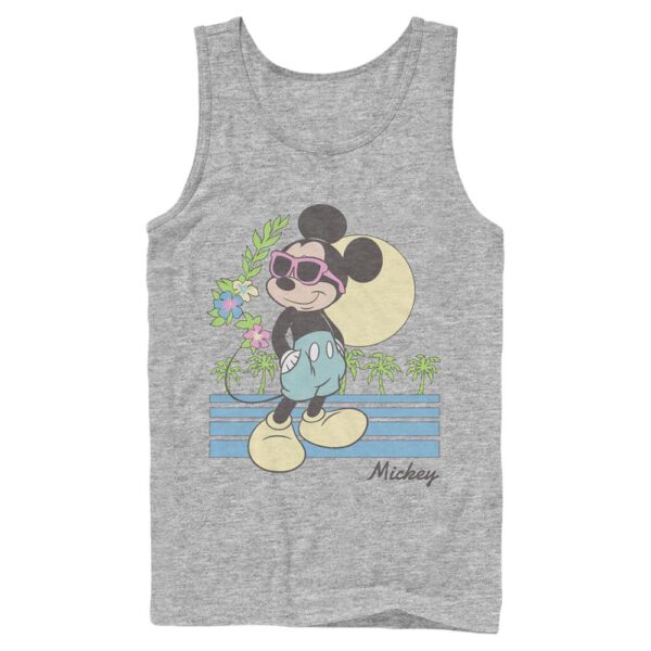 Men's Mad Engine Mickey Mouse Heather Gray Mickey & Friends Retro Beach Graphic Tank Top