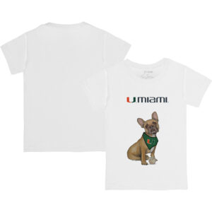 Toddler Tiny Turnip White Miami Hurricanes French Bulldog  T-Shirt