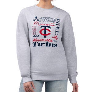 Women's G-III 4Her by Carl Banks Heather Gray Minnesota Twins Collage Team Graphic Fleece Pullover Hoodie