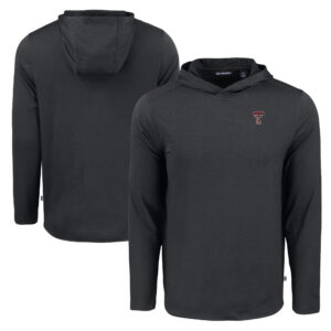 Men's Cutter & Buck Black Texas Tech Red Raiders Coastline Epic Comfort Eco Recycled Long Sleeve Hoodie T-Shirt