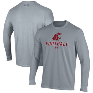 Men's Under Armour Grey Washington State Cougars Football Performance Long Sleeve T-Shirt