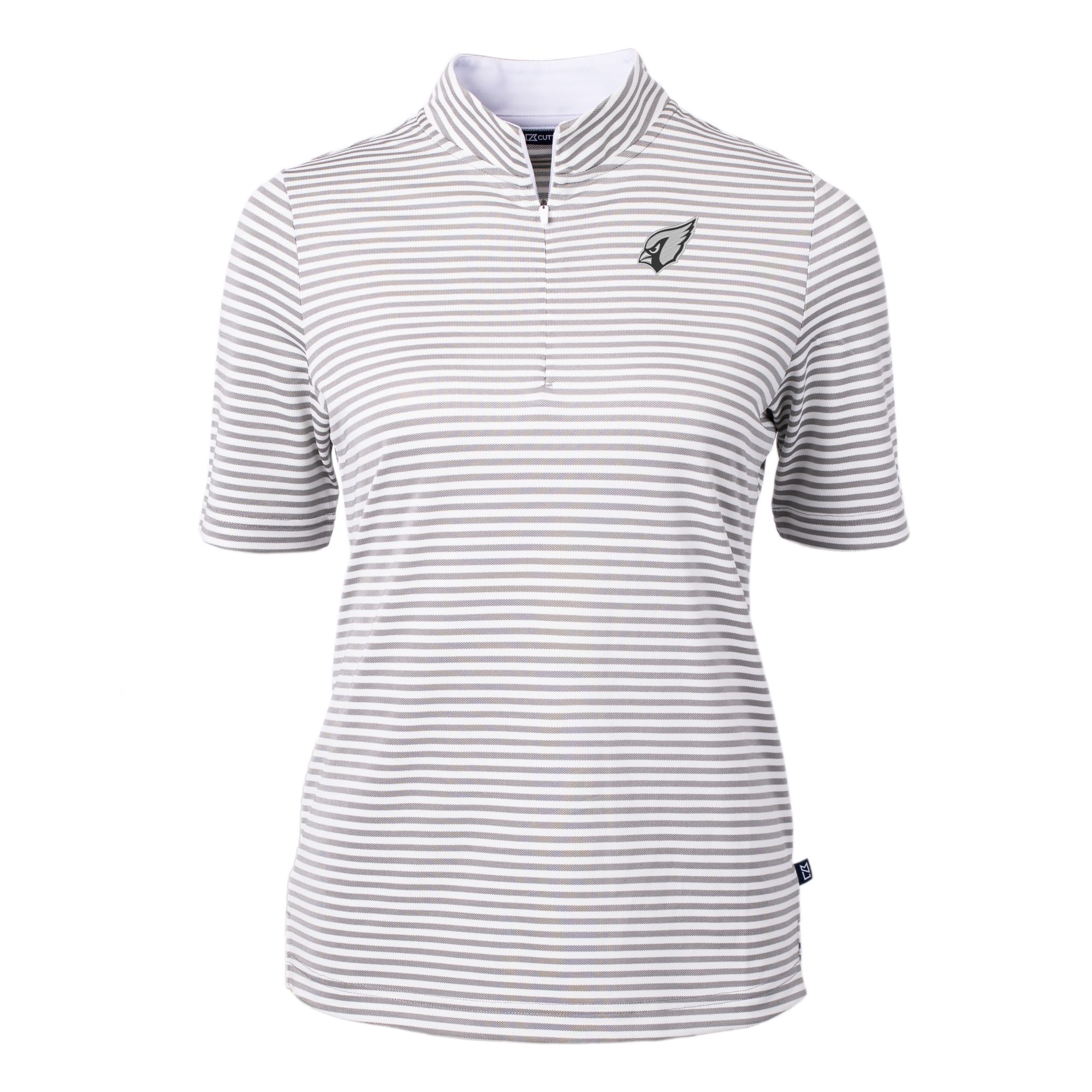 Women's Cutter & Buck Gray Arizona Cardinals Virtue Eco Pique Stripe Recycled Quarter-Zip Pullover Top - Image 3