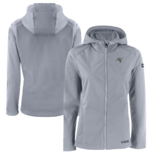 Women's Cutter & Buck Gray Tampa Bay Buccaneers Evoke Eco Softshell Recycled Full-Zip Hoodie Jacket