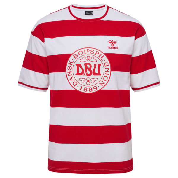 Men's Red Denmark National Team Striped T-Shirt - Image 6