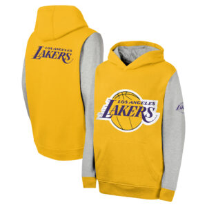Youth  Gold Los Angeles Lakers Fair Catch Fleece Pullover Hoodie