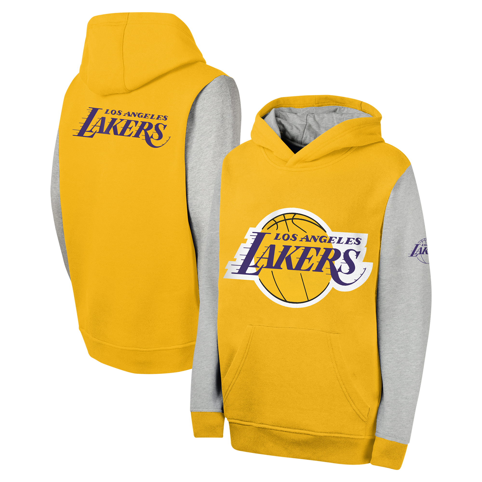 Youth Gold Los Angeles Lakers Fair Catch Fleece Pullover Hoodie
