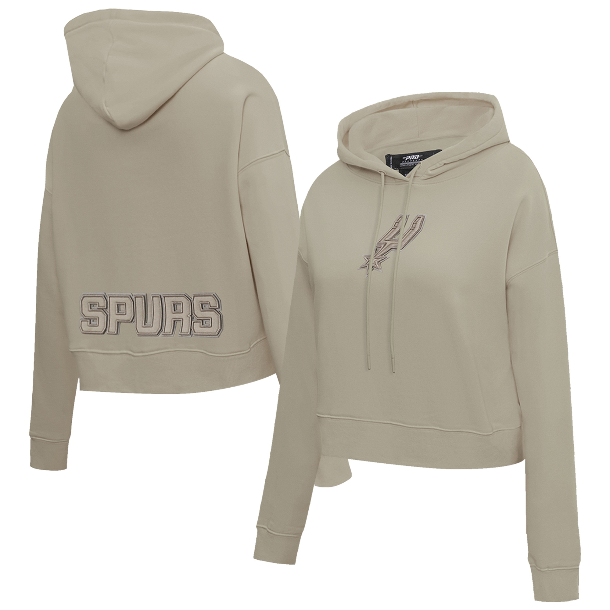 Women's Pro Standard Taupe San Antonio Spurs Neutrals Capsule Cropped Pullover Hoodie - Image 7