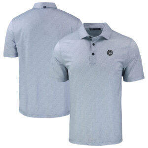 Men's Cutter & Buck Gray Chicago Cubs Pike Eco Pebble Print Stretch Recycled Polo