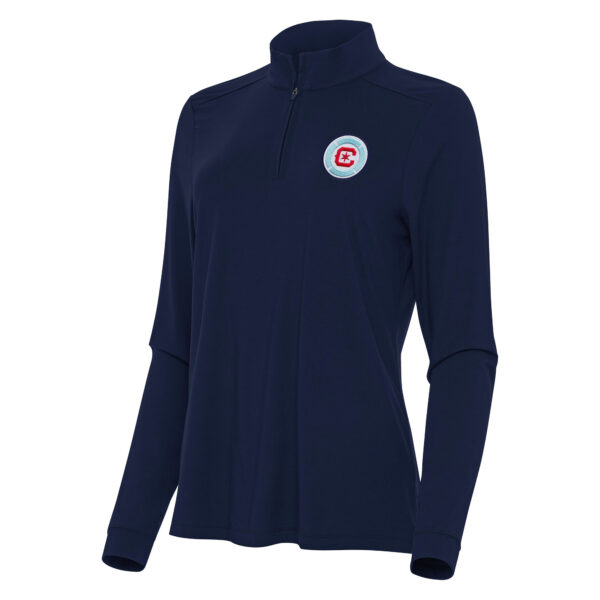 Women's Antigua Navy Chicago Fire Logo Intent Quarter-Zip Top