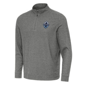 Men's Antigua Heather Black Vancouver Whitecaps FC Subtle Quarter-Zip Jacket