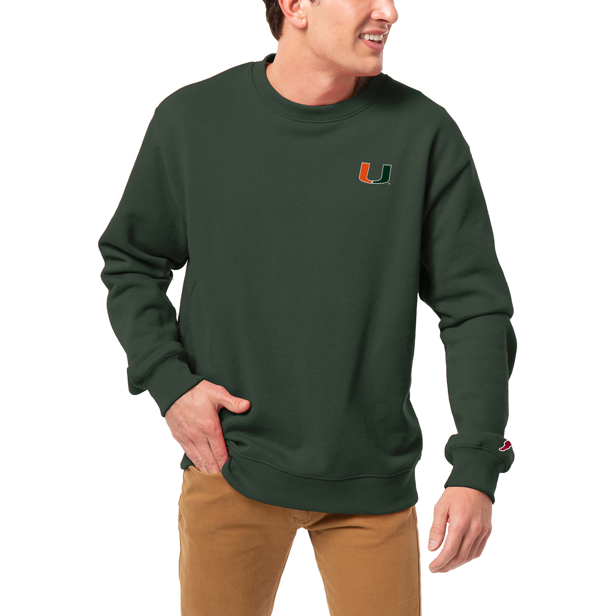 Men's League Collegiate Wear Green Miami Hurricanes Essentials 2.0 Fleece Pullover Sweatshirt