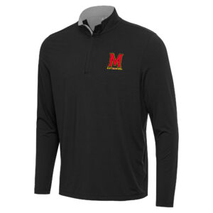 Men's Antigua Black/Gray Maryland Terrapins Content Quarter-Zip Pullover Top