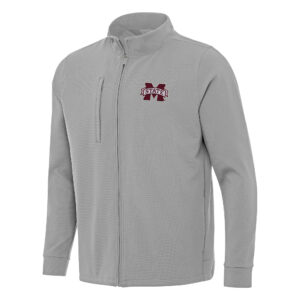 Men's Antigua Gray Mississippi State Bulldogs Regard Full-Zip Jacket
