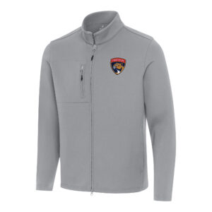 Men's Antigua Gray Florida Panthers Objection Double-Peached Full-Zip Jacket