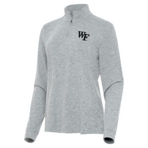 Women's Antigua  Heather Gray Wake Forest Demon Deacons Mentor Long Sleeve Quarter-Zip Mock Polo