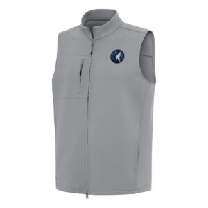 Men's Antigua Gray Minnesota Timberwolves Demand Full-Zip Vest