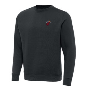 Men's Antigua Charcoal Miami Heat Victory Crewneck Pullover Sweatshirt