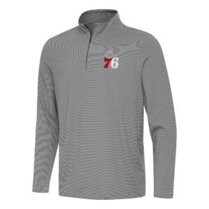 Men's Antigua  Black Philadelphia 76ers Twine Quarter-Zip Top