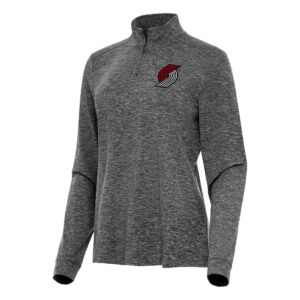 Women's Antigua  Heather Black Portland Trail Blazers Mentor Quarter-Zip Mock Long Sleeve Top