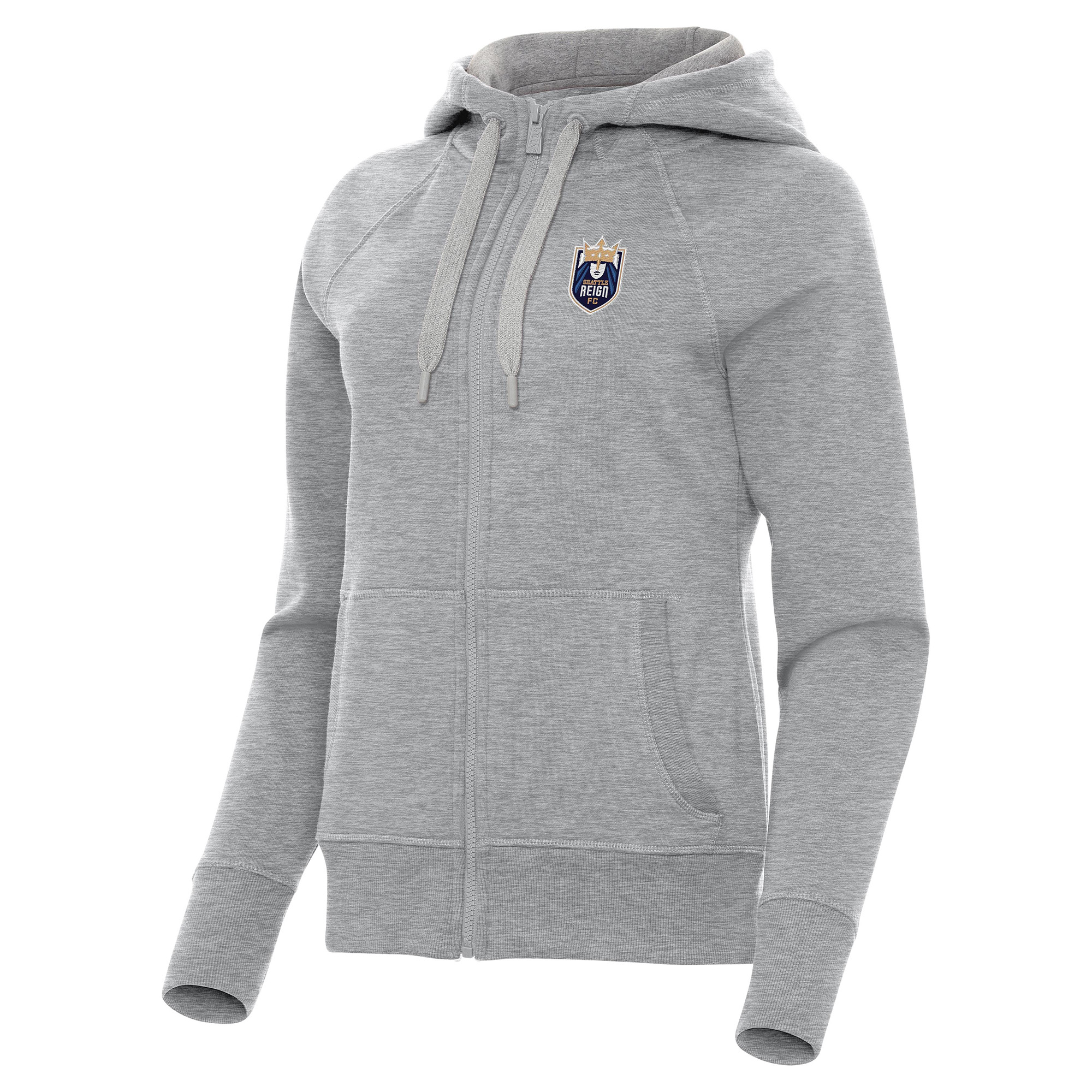 Women's Antigua Heather Gray Seattle Reign FC Victory Full-Zip Hoodie
