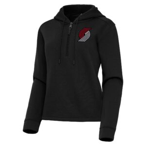 Women's Antigua  Black Portland Trail Blazers Contemporary Quarter-Zip Hoodie