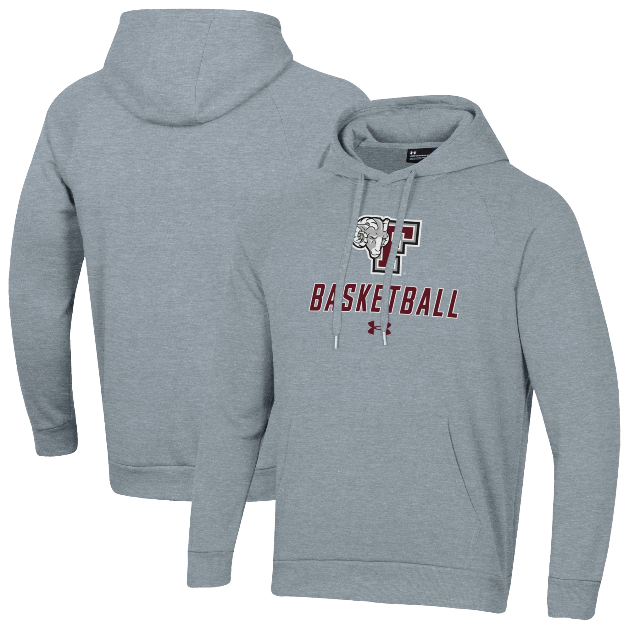 Men's Under Armour Gray Fordham Rams Basketball Rival Raglan Fleece Pullover Hoodie
