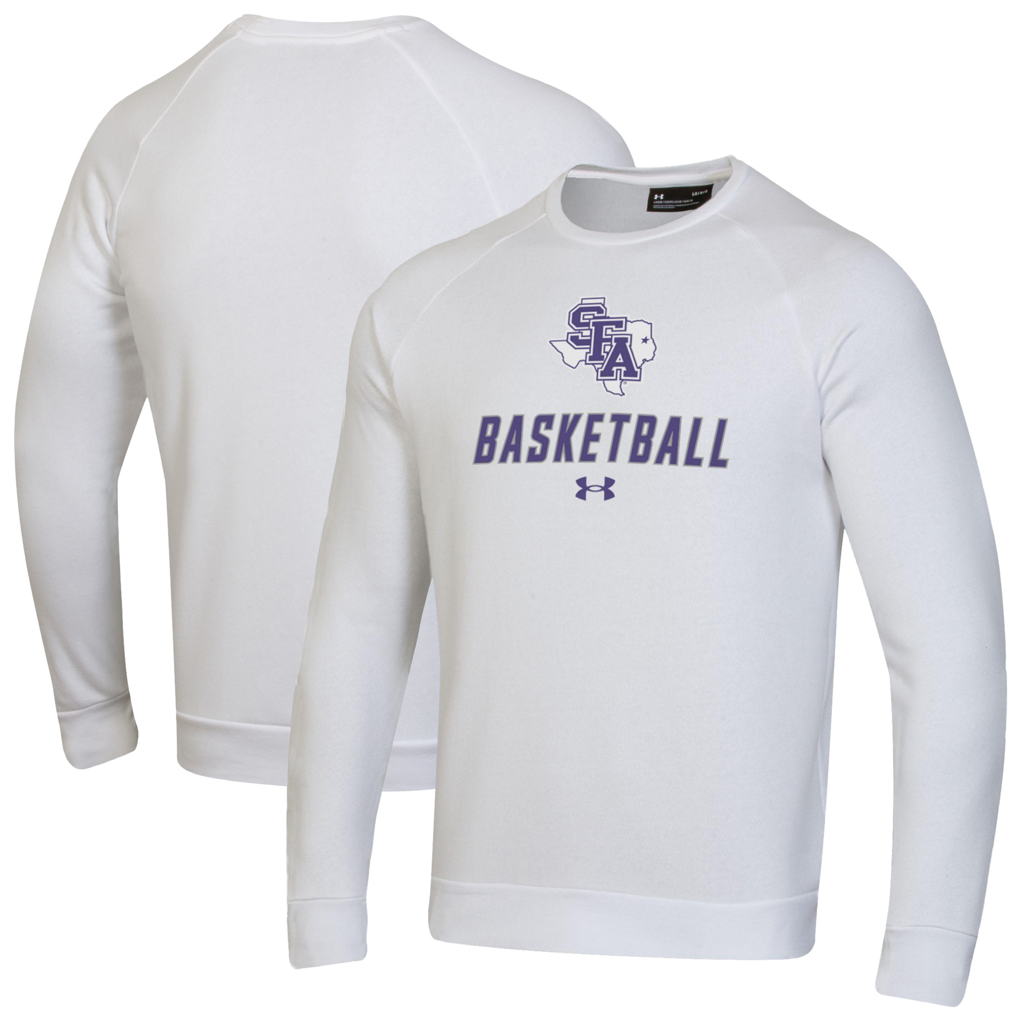 Men's Under Armour White Stephen F Austin Lumberjacks Raglan Basketball Rival Fleece Pullover Sweatshirt
