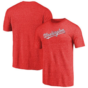 Men's Red Washington Nationals Team Wordmark Tri-Blend T-Shirt