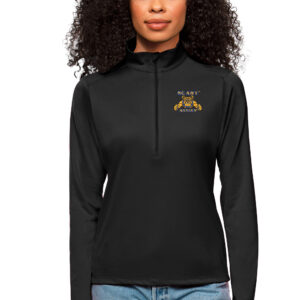 Women's Antigua  Black North Carolina A&T Aggies Tribute Quarter-Zip Pullover Top