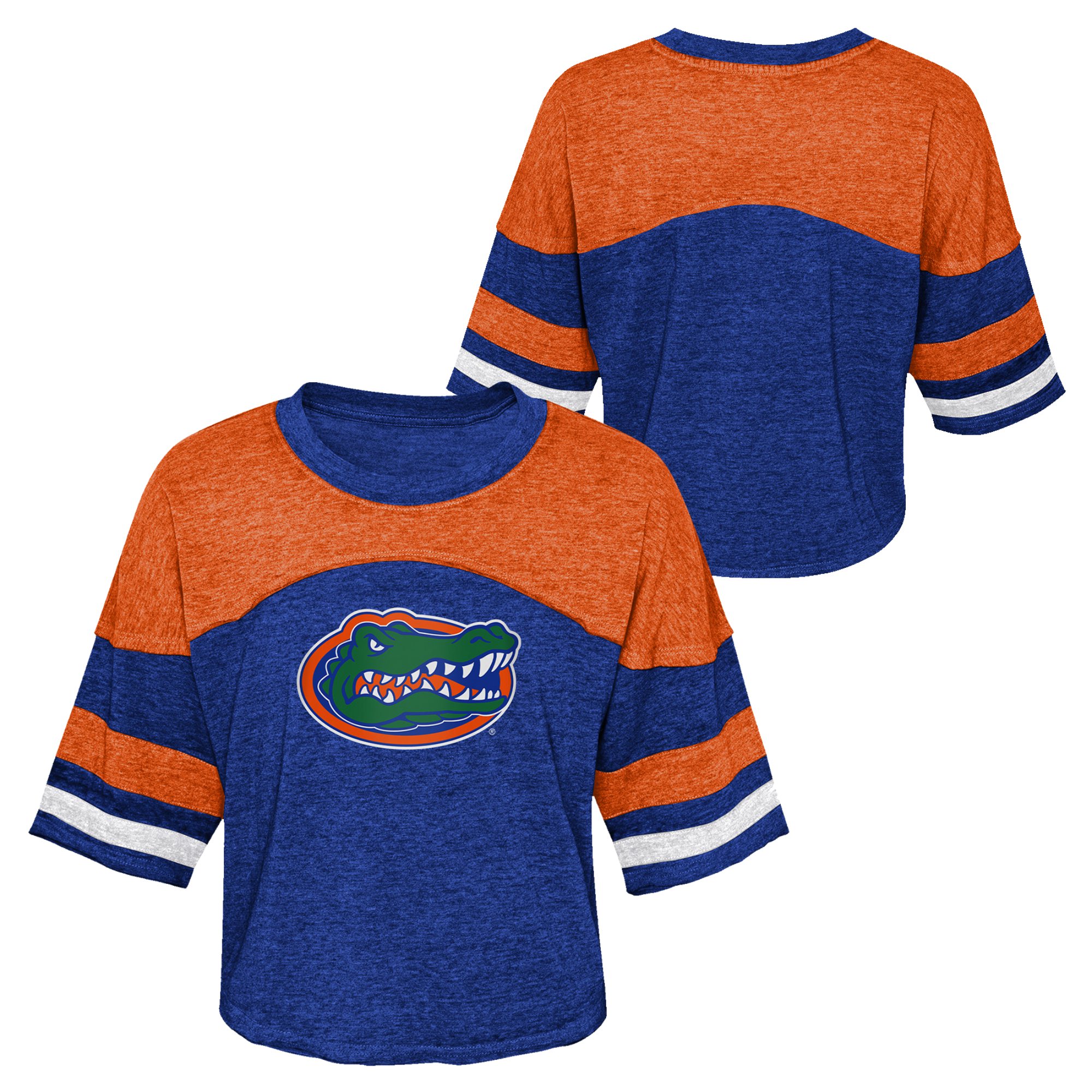 Girls Youth Royal Florida Gators Sunday Friday Sleeve Stripe Jersey T-Shirt - Image 5