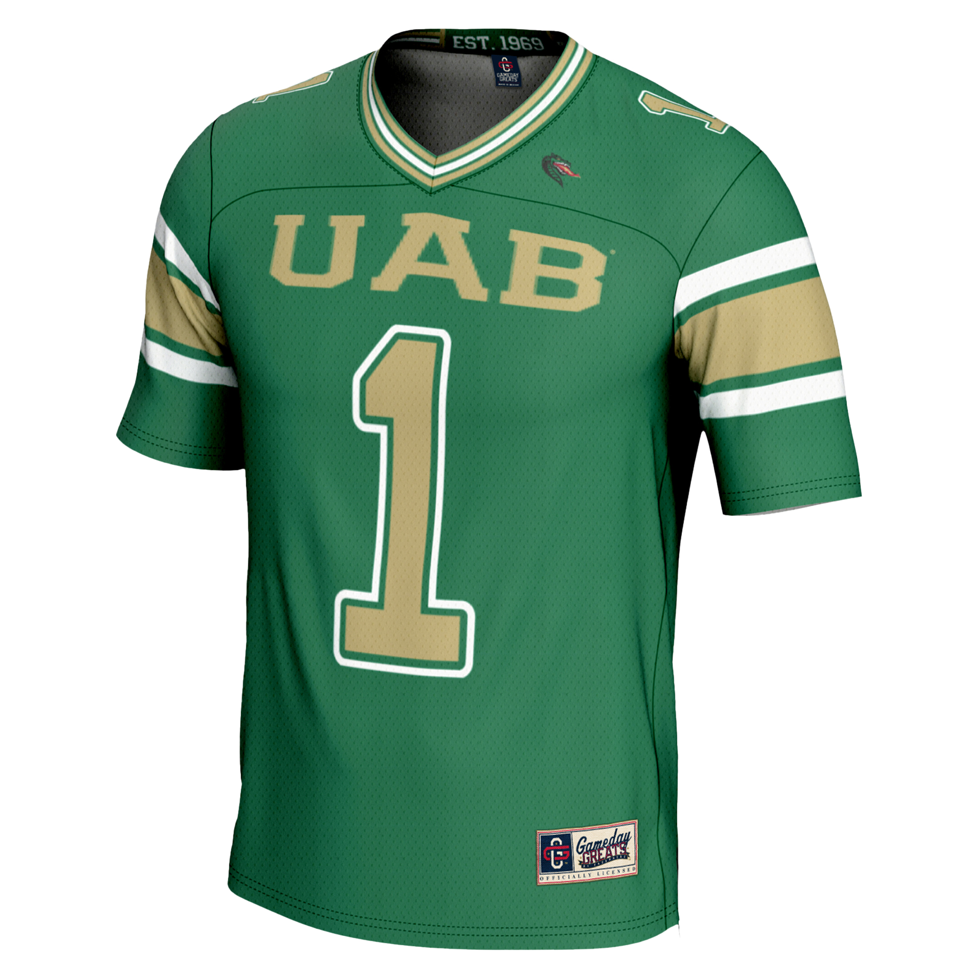 Youth GameDay Greats #1 Green UAB Blazers Endzone Football Jersey - Image 6