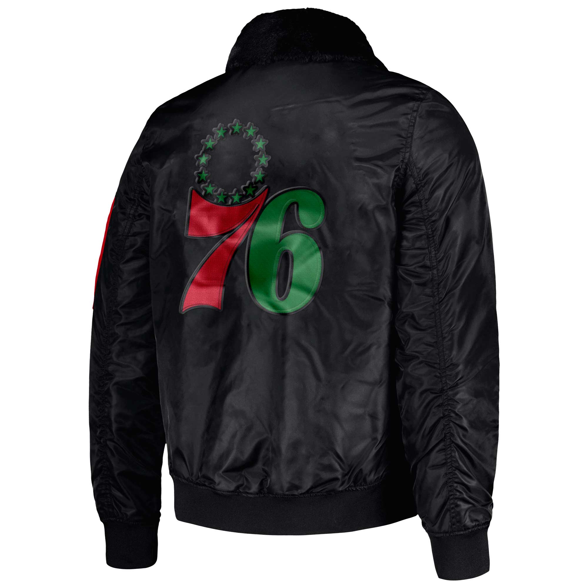 Men's Starter x Ty Mopkins Black Philadelphia 76ers Black History Month Satin Full-Zip Jacket - Image 10