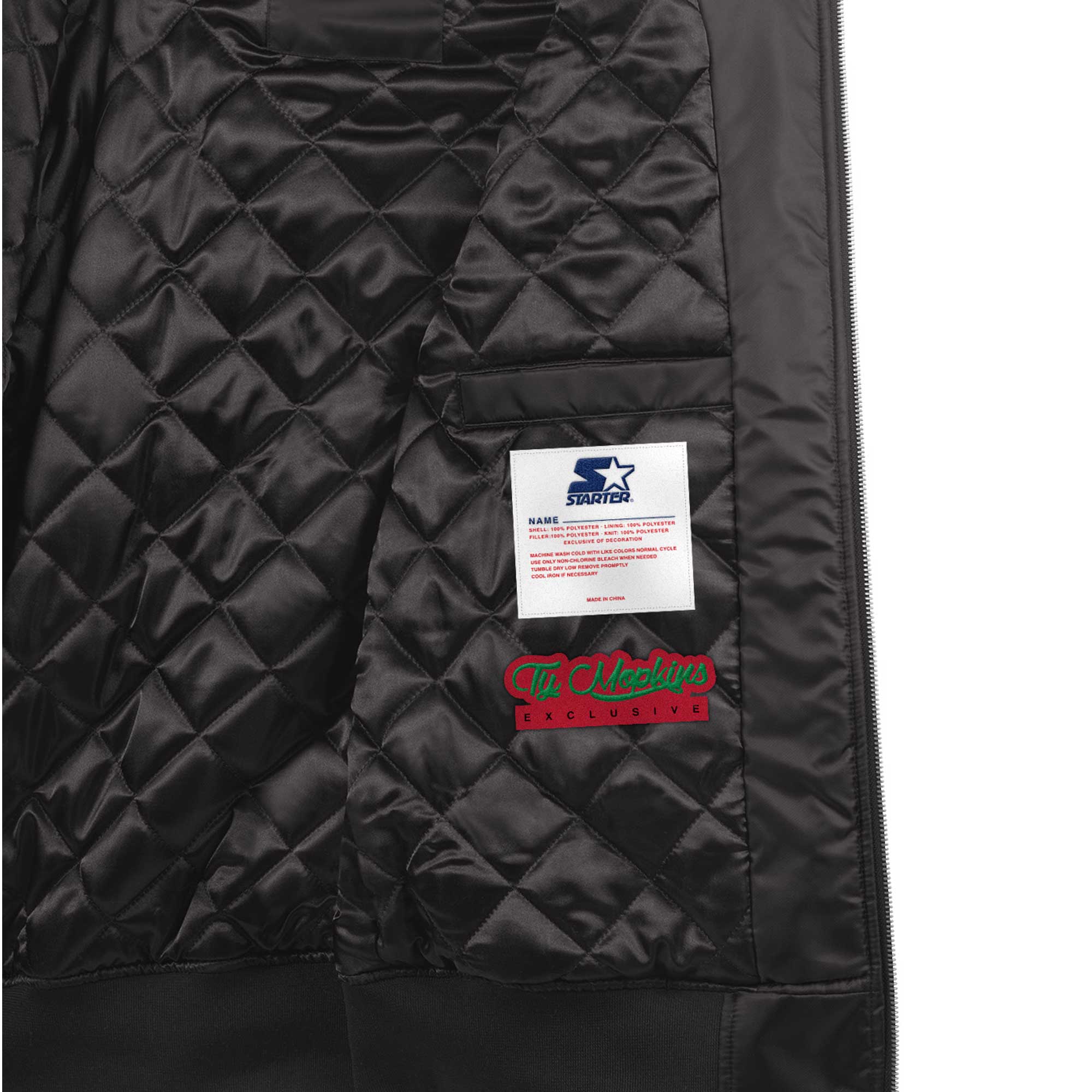 Men's Starter x Ty Mopkins Black Philadelphia 76ers Black History Month Satin Full-Zip Jacket - Image 7