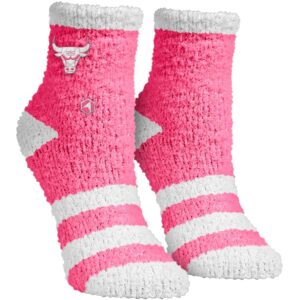 Rock Em Socks Pink Chicago Bulls Fuzzy Crew Socks